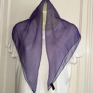 Vintage 60s Paris Accessories purple chiffon nylon square scarf